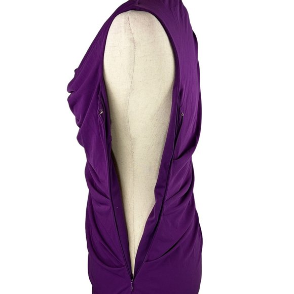 Elegant & Classic! Suzi Chin Purple Draped Body Conscious Dress Size 6 - Picture 10 of 11